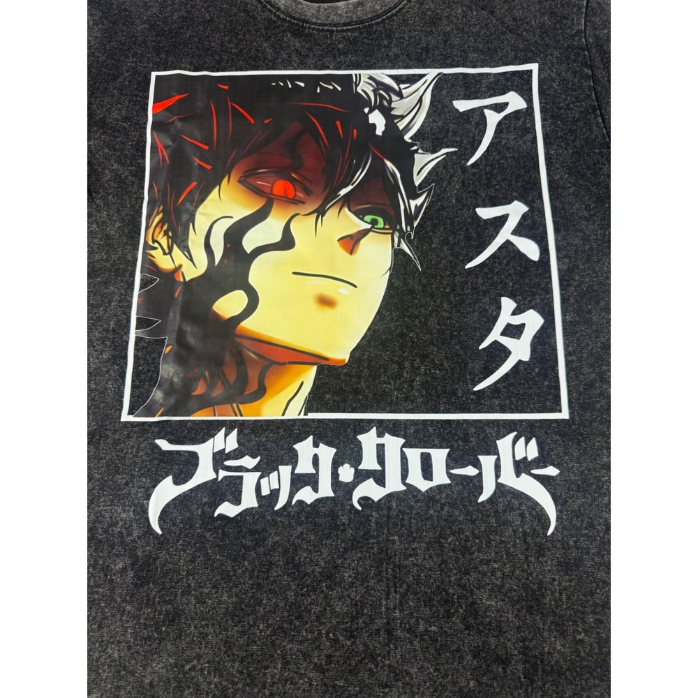 Black Clover Asta Anime Graphic T-Shirt Mineral Wash Gray Mens Medium